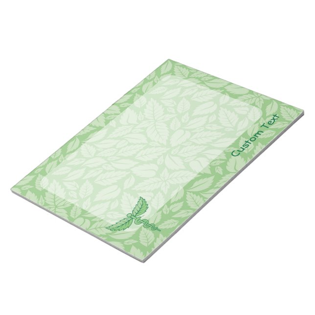 Caduceus with Leaves Background Notepad (Angled)