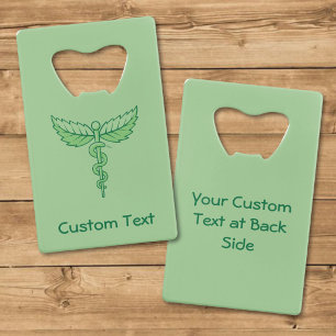 Caduceus with Leaves Credit Card Bottle Opener