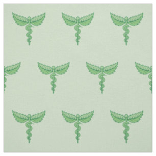 Caduceus with Leaves Fabric
