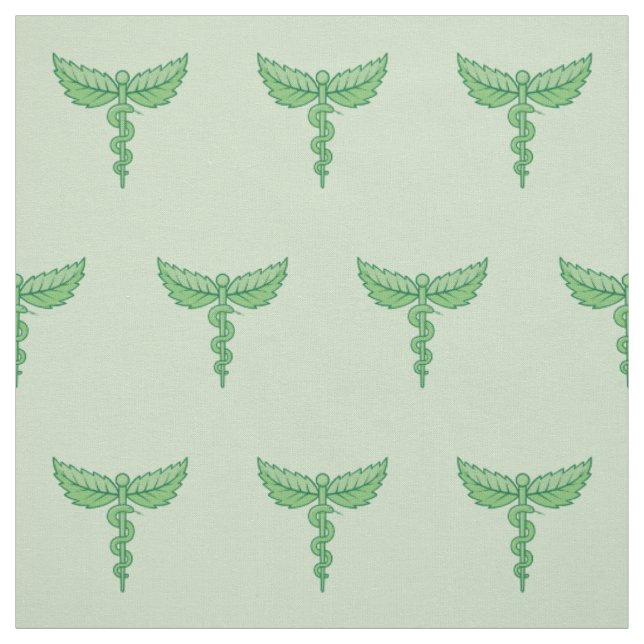 Caduceus with Leaves Fabric (Swatch)