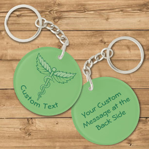 Caduceus with Leaves Keychain