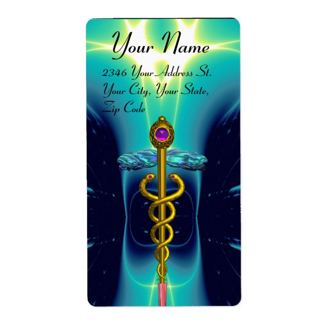 CADUCUS, améthyste or vibrant, turquase bleue (Devant)