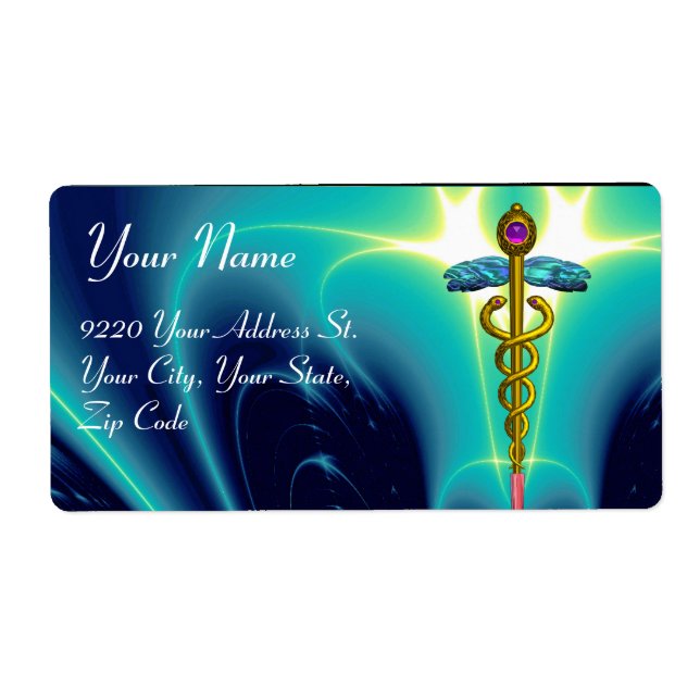 CADUCUS D'OR, améthyste vibrant, bleu aqua, turquo (Devant)