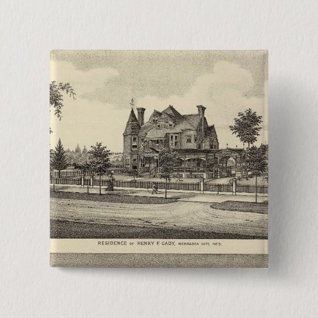Cady and Kilpatrick, Nebraska 2 Inch Square Button (Front)