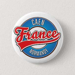 Caen Normandy France retro logo 2 Inch Round Button