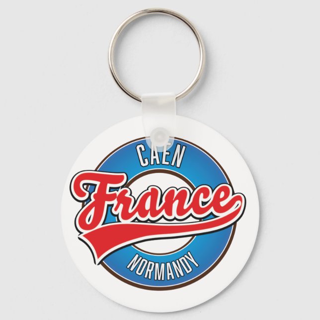 Caen Normandy France retro logo Keychain (Front)