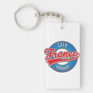 Caen Normandy France retro logo Keychain