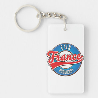 Caen Normandy France retro logo Keychain
