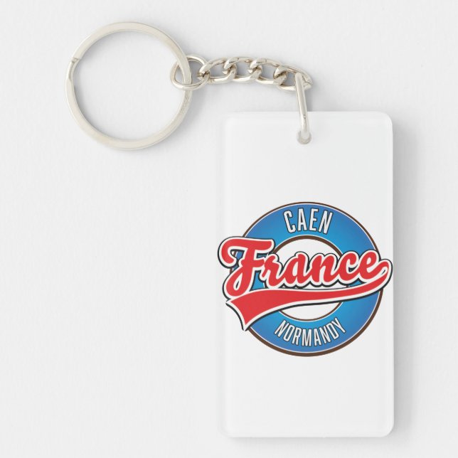 Caen Normandy France retro logo Keychain (Front)