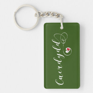 Caerdydd Flag Heart, Cardiff, Wales Keychain