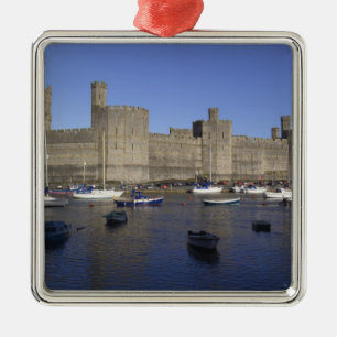 Caernarfon Castle, Gwynedd, Wales (RF) Metal Ornament