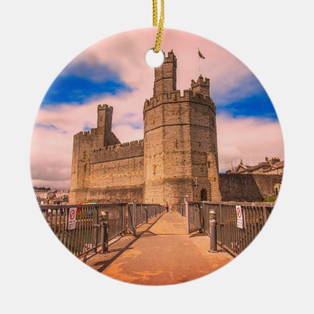 Caernarfon Castle Wales. Ceramic Ornament (Front)