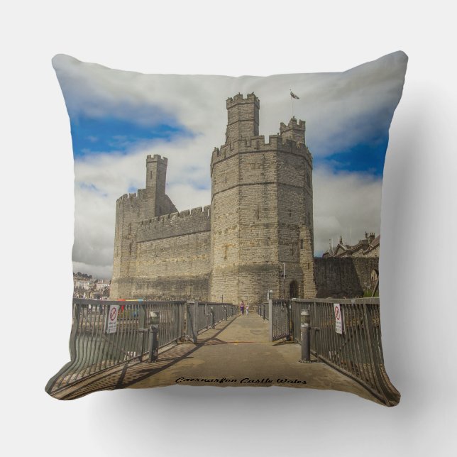 Caernarfon Castle Wales. Throw Pillow (Front)