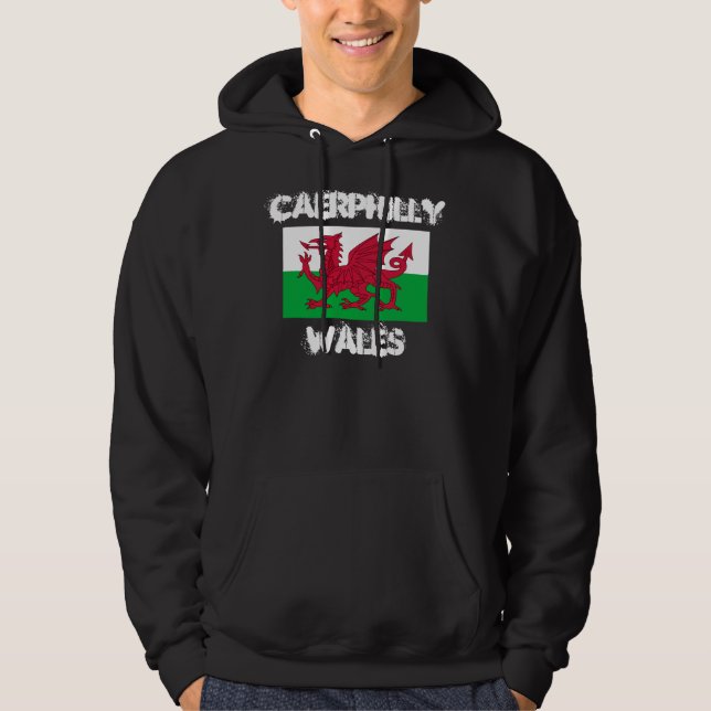 Caerphilly, Wales with Welsh flag Hoodie (Front)