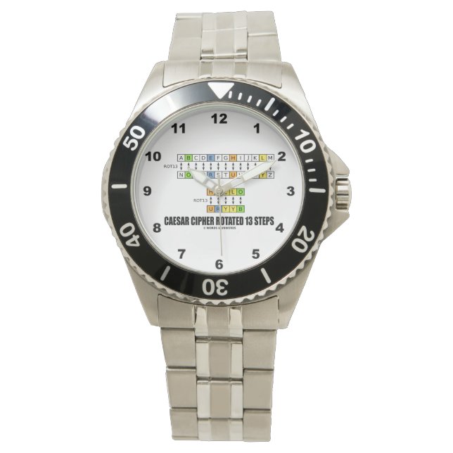 Caesar Cipher Rotated 13 Steps Cryptography Watch (Front)