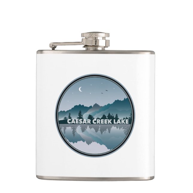 Caesar Creek Lake Ohio Reflection Hip Flask (Front)