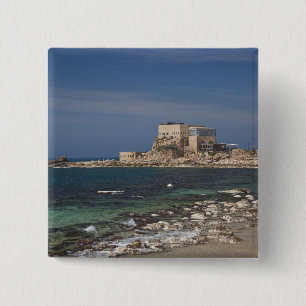 Caesarea ruins of port built by Herod the Great 2 Inch Square Button