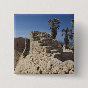 Caesarea ruins of port built by Herod the Great 3 2 Inch Square Button