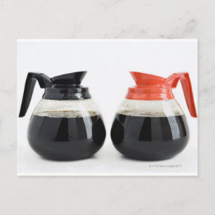 Caf. and Decaf. Coffee Pots on White. Postcard