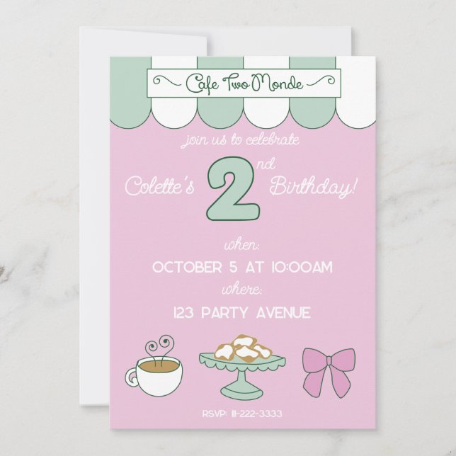 Cafe 2 Monde Birthday Invitation (Front)