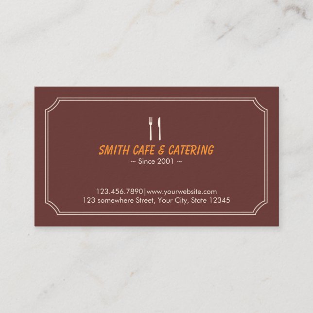 Café à cadre simple et Carte de visite de restaura (Devant)