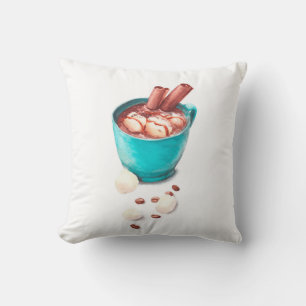 Cafe and kitchen decoration hot chocolate. throw pillow
