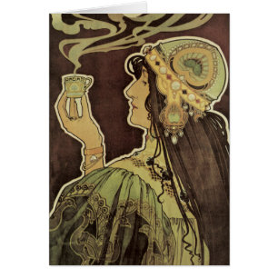 Café Art Nouveau vintage Rajah, Femme au café