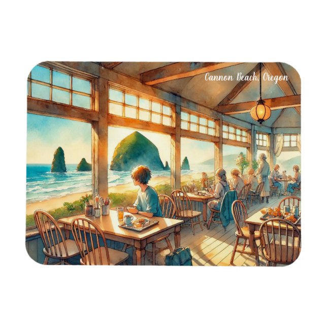 Cafe at Cannon Beach Oregon Magnet (Horizontal)