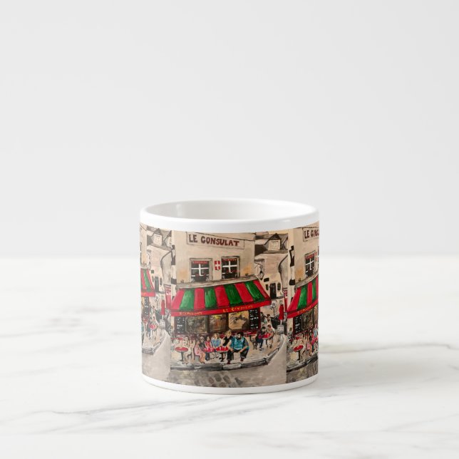 "Cafe at Rue Norvins, Montmarte" Paris Espresso Cup (Front)