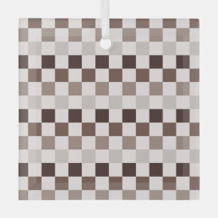 Cafe Au Lait checkerboard pattern Glass Ornament
