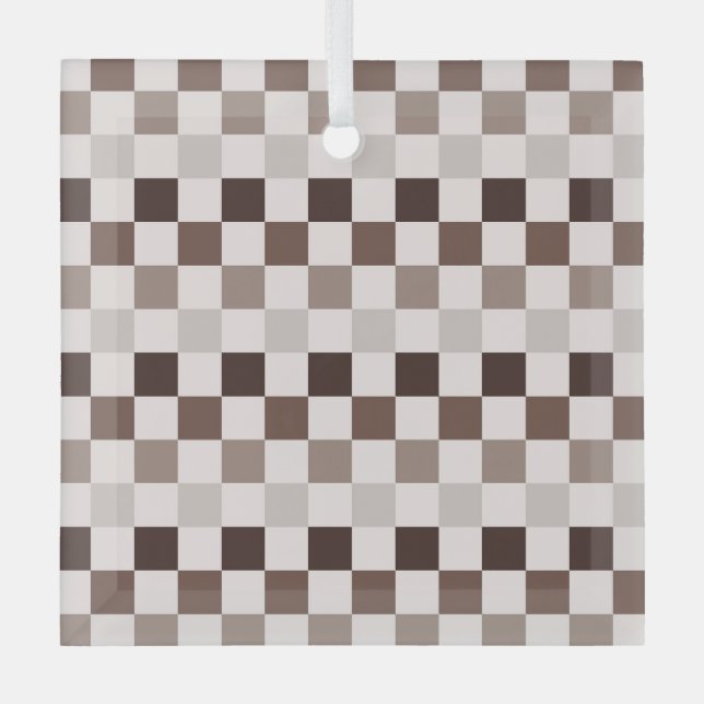 Cafe Au Lait checkerboard pattern Glass Ornament (Front)