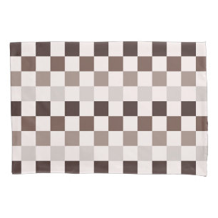 Cafe Au Lait checkerboard pattern Pillowcase