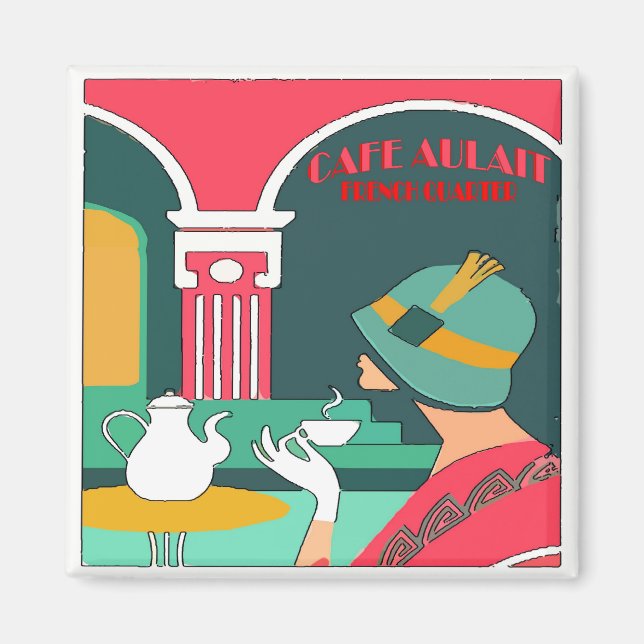 Cafe Aulait, French Quarter Magnet (Front)