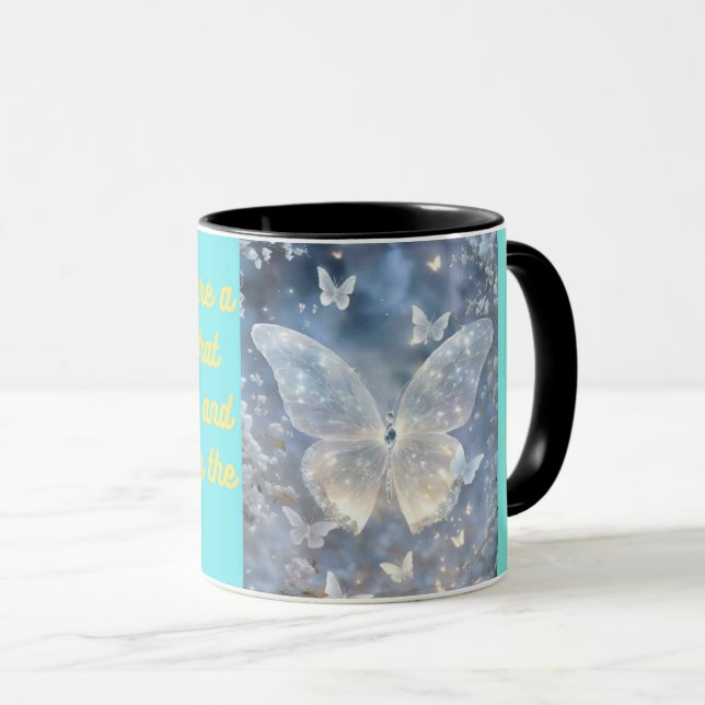 Café avec un message : Mug de papillon pour un L d (Devant droit)