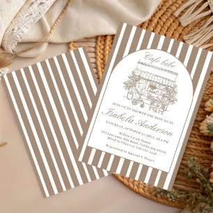 Cafe Baby Hand Drawn Italian Baby Shower  Invitation