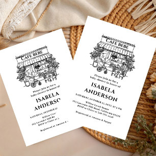 Cafe Baby Hand Drawn Italian Baby Shower  Invitation