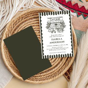 Cafe Baby Hand Drawn Italian Baby Shower  Invitation