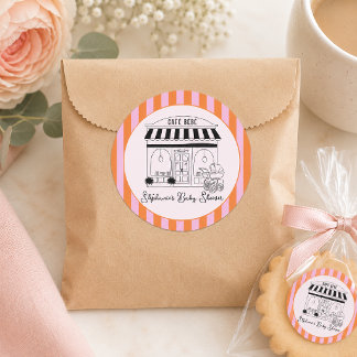 Café Baby Shower | Paris Café | Café Bébé Classic Round Sticker