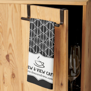 Cafe bean pattern custom business black and white kitchen towel