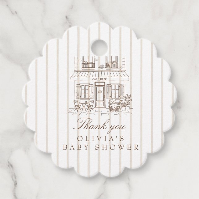 Cafe Bebe Baby Shower Favour Tags (Front)