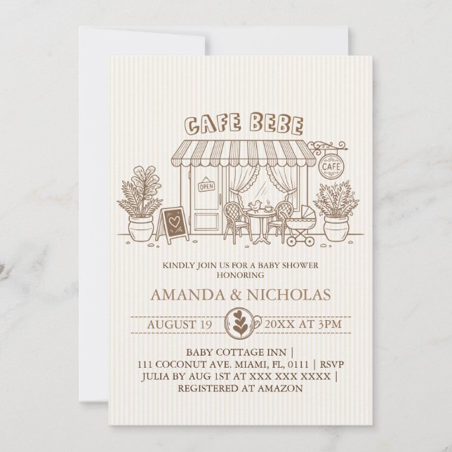 Cafe Bebe Baby Shower Invitation (Front)