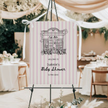 Café Bebe Blue Stripes Baby shower Bienvenue