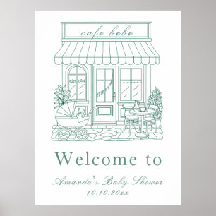 Cafe Bebe Bonjour Baby Shower Poster