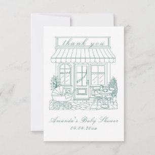 Cafe Bebe Bonjour Baby Shower Thank You Card