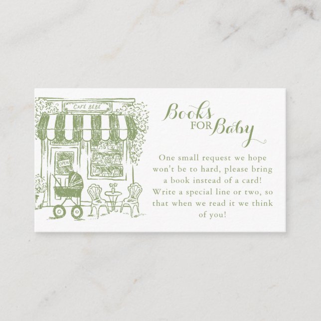 Cafe Bebe Books for Baby | Baby Shower Enclosure Card (Front)
