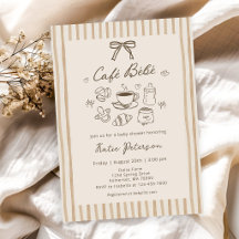 Cafe Bebe Brown Coffee Baby Shower Invitation 