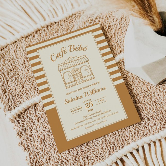CAFÉ BÉBÉ COFFEE Baby Shower Invitation (Creator Uploaded)