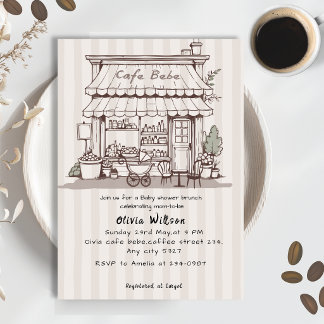 Cafe Bebe Coffee theme gender neutral Baby shower Invitation