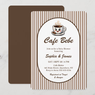Cafe Bebe Cute Cafe Themed Baby Shower Invitation