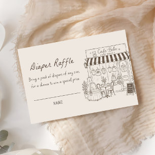 Cafe Bebe Diaper Raffle Brown Baby Shower Enclosure Card
